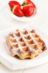 belgian waffles with fresh strawberries