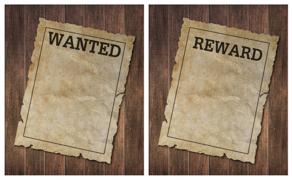 wanted poster on old wooden wall