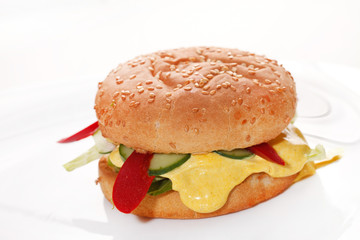 burger on the white