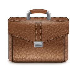 Realistic leather briefcase, vector