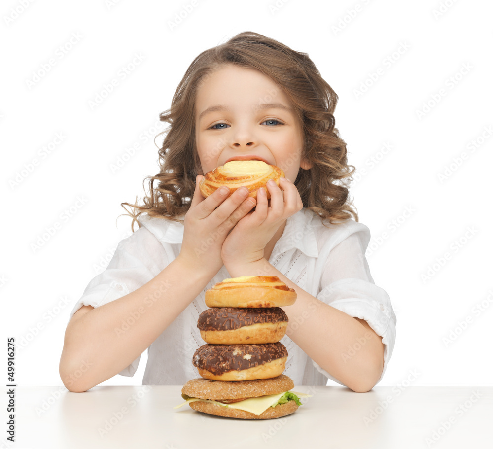 Poster girl with junk food