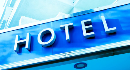 Light blue facade of modern new hotel - 49916463