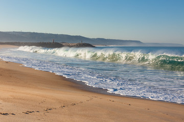Long Sand Beach at Nazare, Portugal