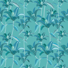 floral seamless pattern with gentle flowers lily