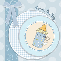 baby shower card with bottle milk