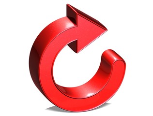3D Reload Arrow Red Sign on white background