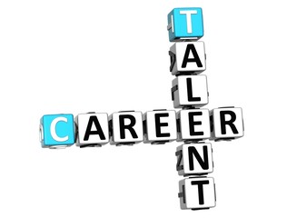 3D Talent Career Crossword on white background