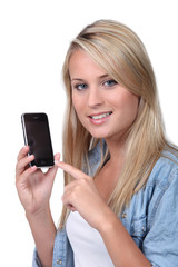 Fototapeta premium girl holding phone