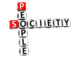 3D People Society Crossword on white background