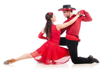 Pair of dancers isolated on the white