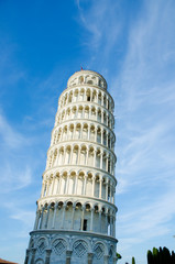 Famous leaning tower of Pisa during summer day