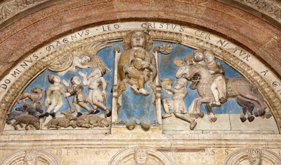 Verona - Madonna relief from main portal of Duomo