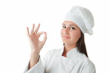 Young girl in chef uniform