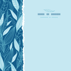 Vector Blue Bamboo Leaves Square Torn Seamless Pattern