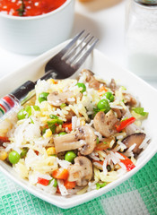 Risotto with mushrooms and vegetables