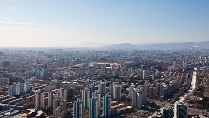 Poster luchtzichtpanorama van Peking, China © Nastya Tepikina