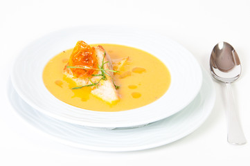 Delicious vegetable soup with bread sauce.
