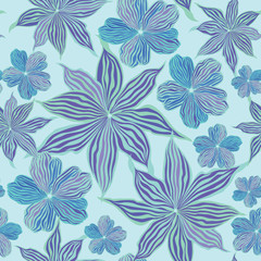 Fototapeta na wymiar floral seamless vector background from lilac and blue flowers