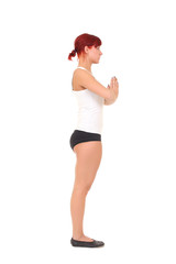 Young woman training yoga