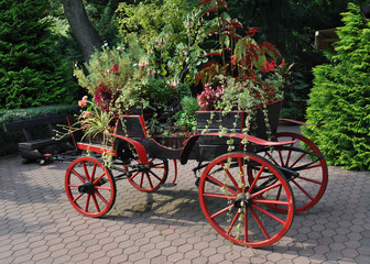 Decorative cart, rustic style - flowers