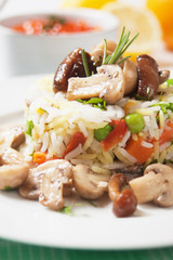 Risotto with vegetables and mushrooms
