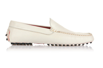 Fashion concept with male shoes on white