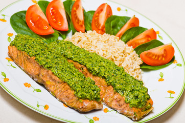 Salmon with pesto