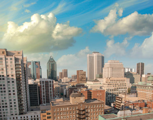 Montreal, Canada. Beautiful aerial view of city skyscrapers