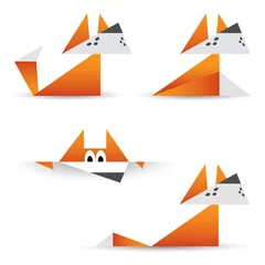 Afwasbaar Fotobehang Geometrische dieren Origami vossen