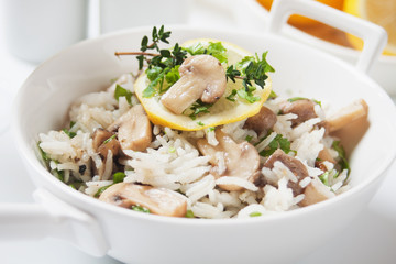 Risotto with herbs and mushrooms