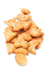 Salty cracker isolated on white