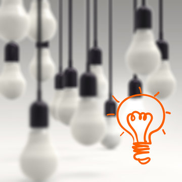creative idea and leadership concept light bulb on grey