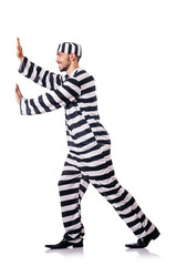 Convict criminal in striped uniform