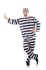 Convict criminal in striped uniform