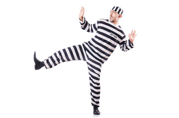 Convict criminal in striped uniform