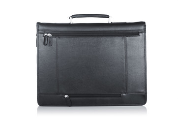 Black leather briefcase isolated on the white