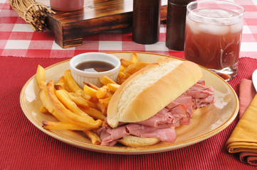 Roast beef sandwich and fries