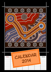 A calender based on aboriginal style of dot painting depicting c