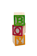 Blocks that say the word Boy.