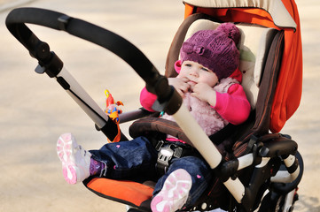 cute baby in stroller
