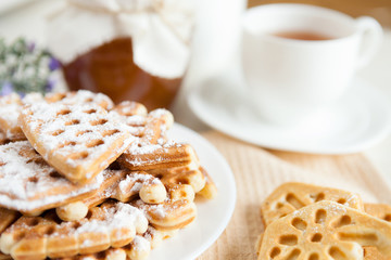 homemade waffle cookies with honey