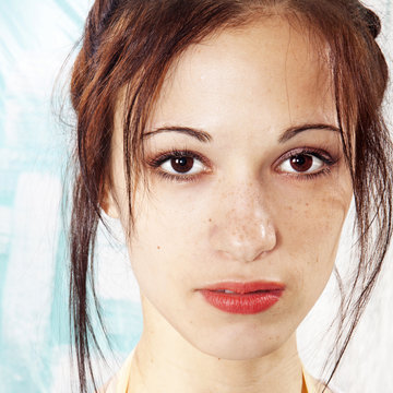 Girl's Face With Freckles