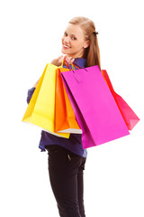 woman holding shopping bags