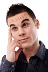 Closeup of a pensive young man