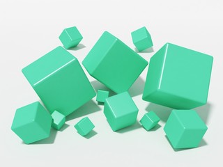 Scattered mint cubes