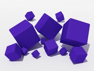Scattered purple cubes