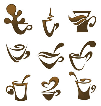 coffee and tea, vector cups collection