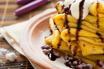 delicious pancakes with sour cream
