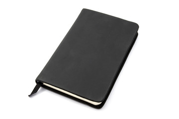 Black notebook isolated on white