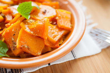 Flavored Roasted Pumpkin with Mint